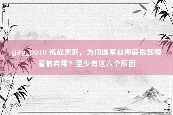 gay_porn 抗战末期，为何国军战神薛岳却短暂被弃用？至少有这六个原因