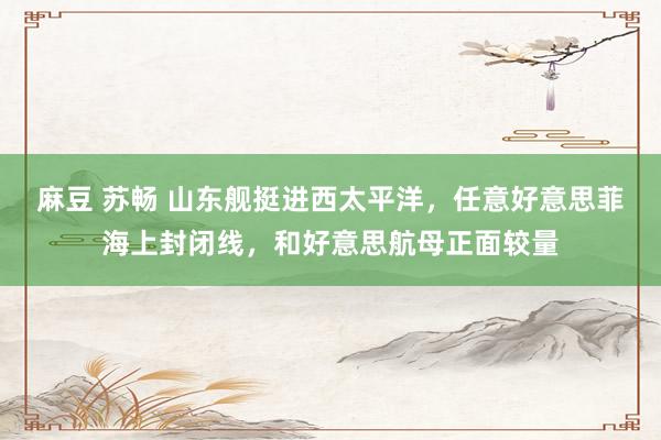 麻豆 苏畅 山东舰挺进西太平洋，任意好意思菲海上封闭线，和好