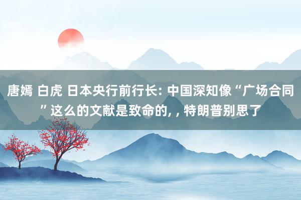 唐嫣 白虎 日本央行前行长: 中国深知像“广场合同”这么的文